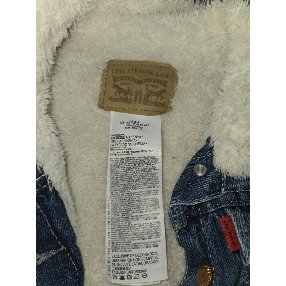 Girls Levi Strauss Denim Jacket With Sherpa Lining Size M 10-12 Years